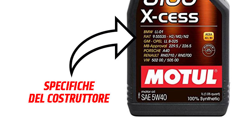 Specifiche olio motore per auto